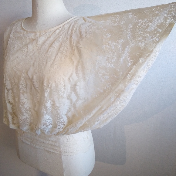 Free People Lace Blouson Crop Top - Picture 1 of 11
